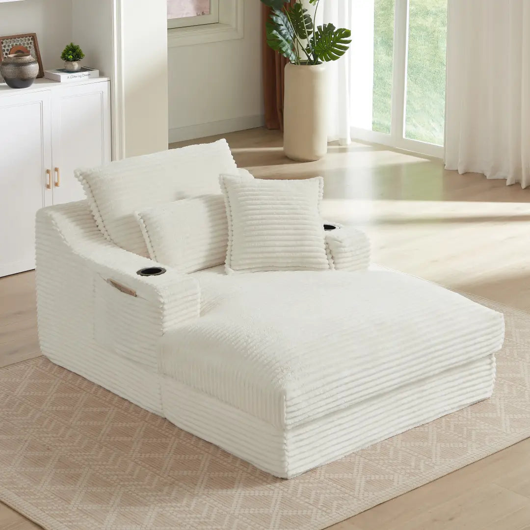 white 47.24 inch modern comfortable cushioned compression sofa #6068