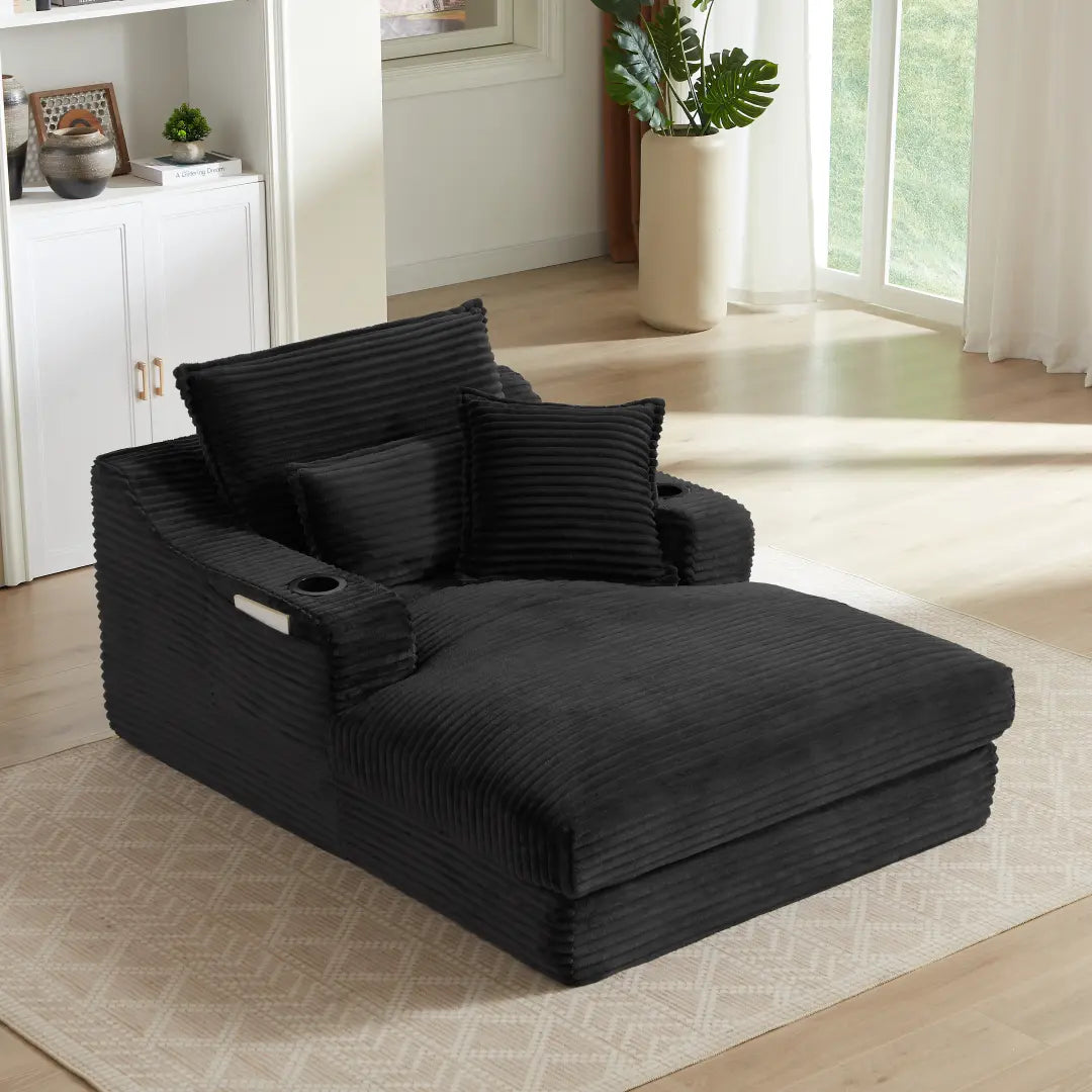 Black 47.24 inch modern comfortable cushioned compression sofa #6068