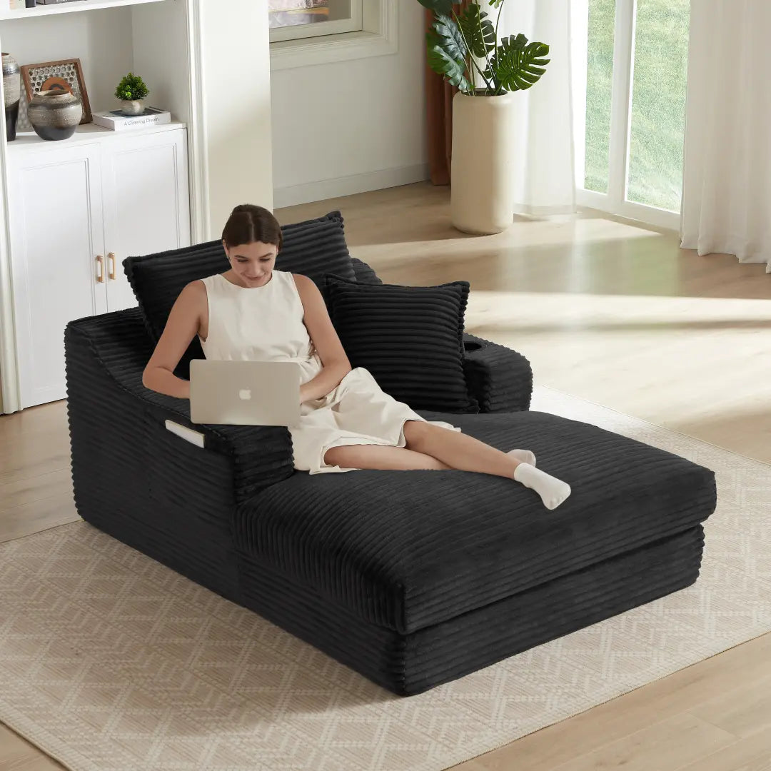 Black 47.24 inch modern comfortable cushioned compression sofa #6068