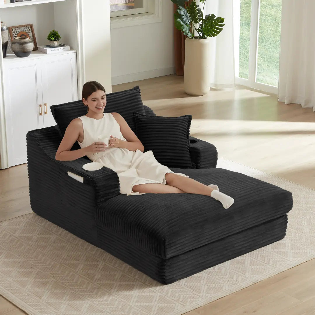 Black 47.24 inch modern comfortable cushioned compression sofa #6068