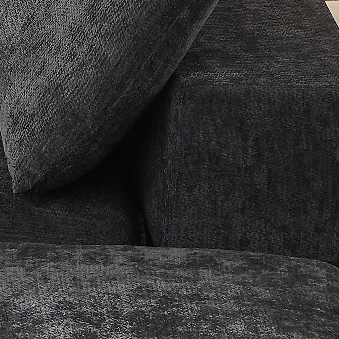 Black 3 Seat and 3 Ottoman Modern Chenille Cloud Sofa #6120