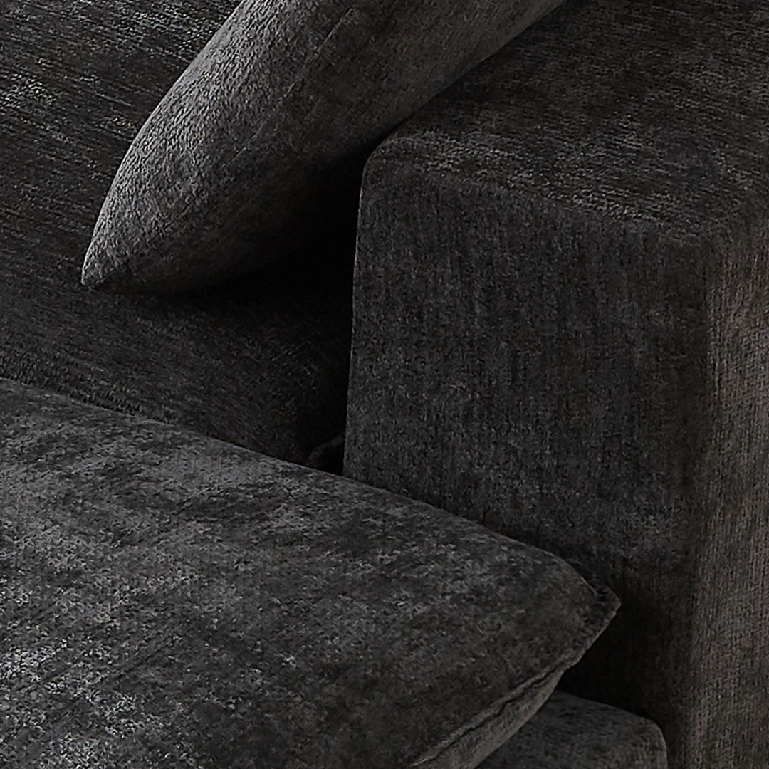 Black 2 Seat Modern Chenille Cloud Sofa #6120